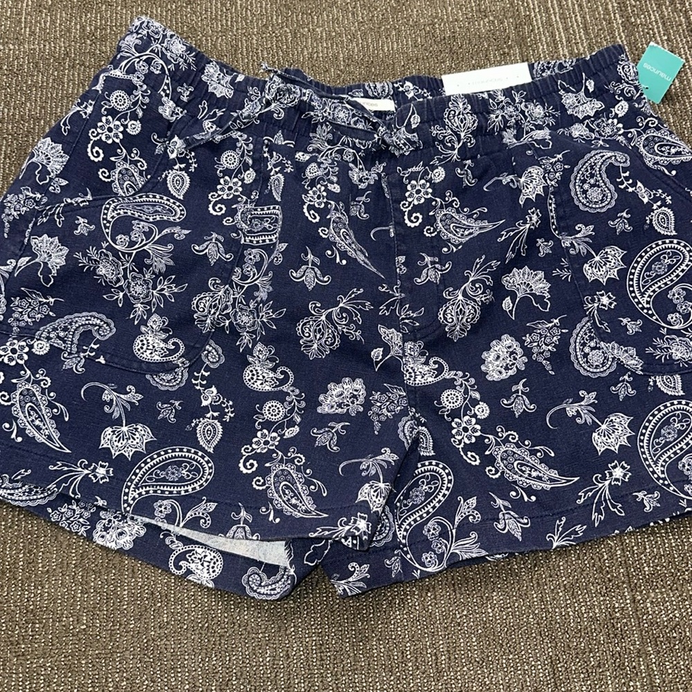 Maurices Navy Paisley High Waist Shorts